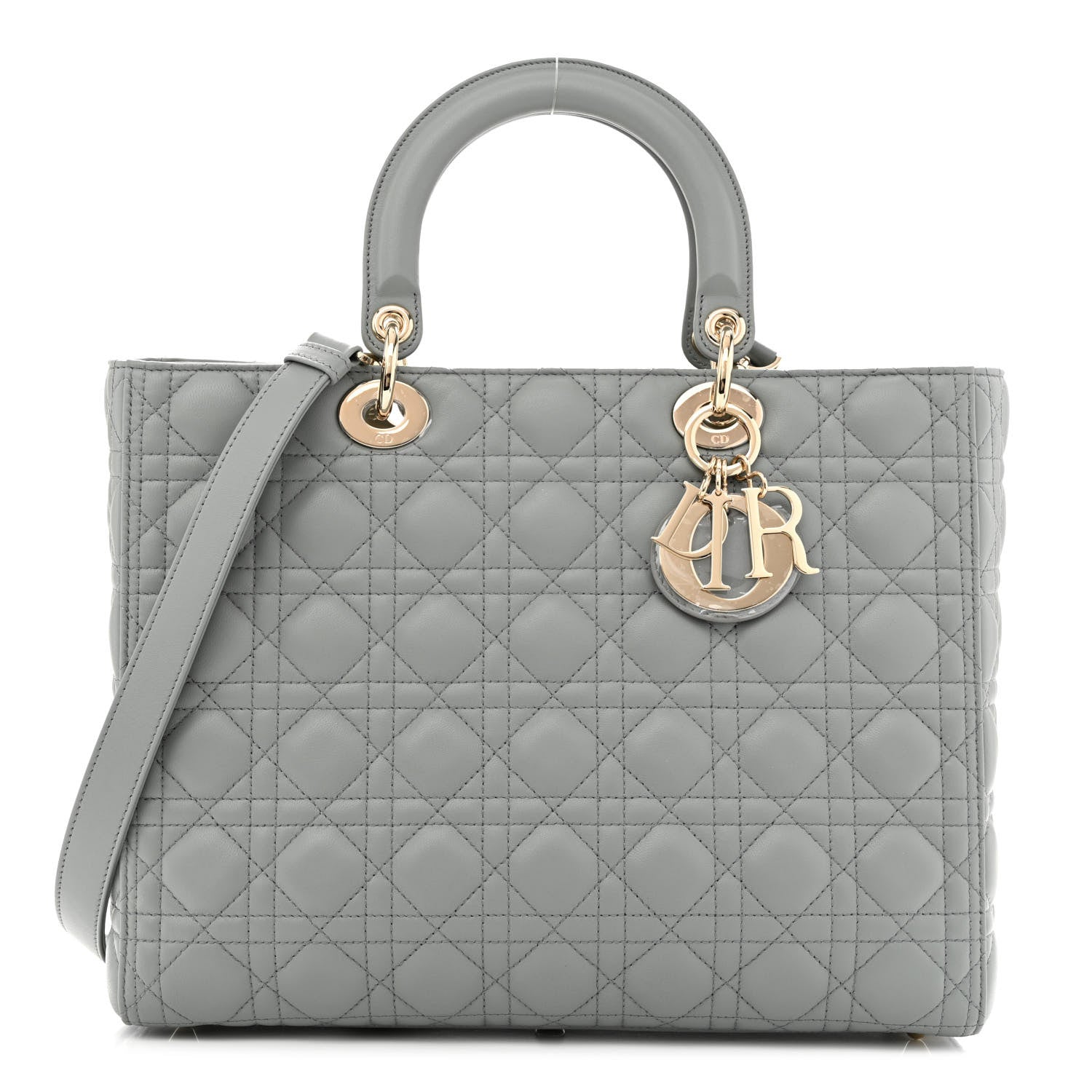 Christian Dior Lambskin Cannage Large Lady Dior Stone Grey 1 of 10