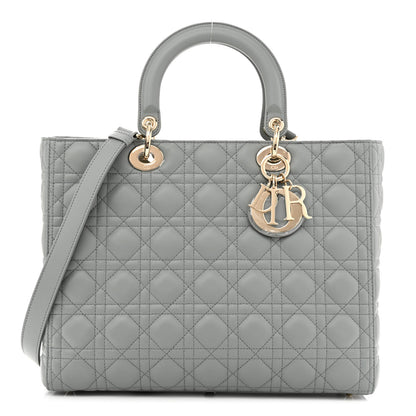 Christian Dior Lambskin Cannage Large Lady Dior Stone Grey 1 of 10