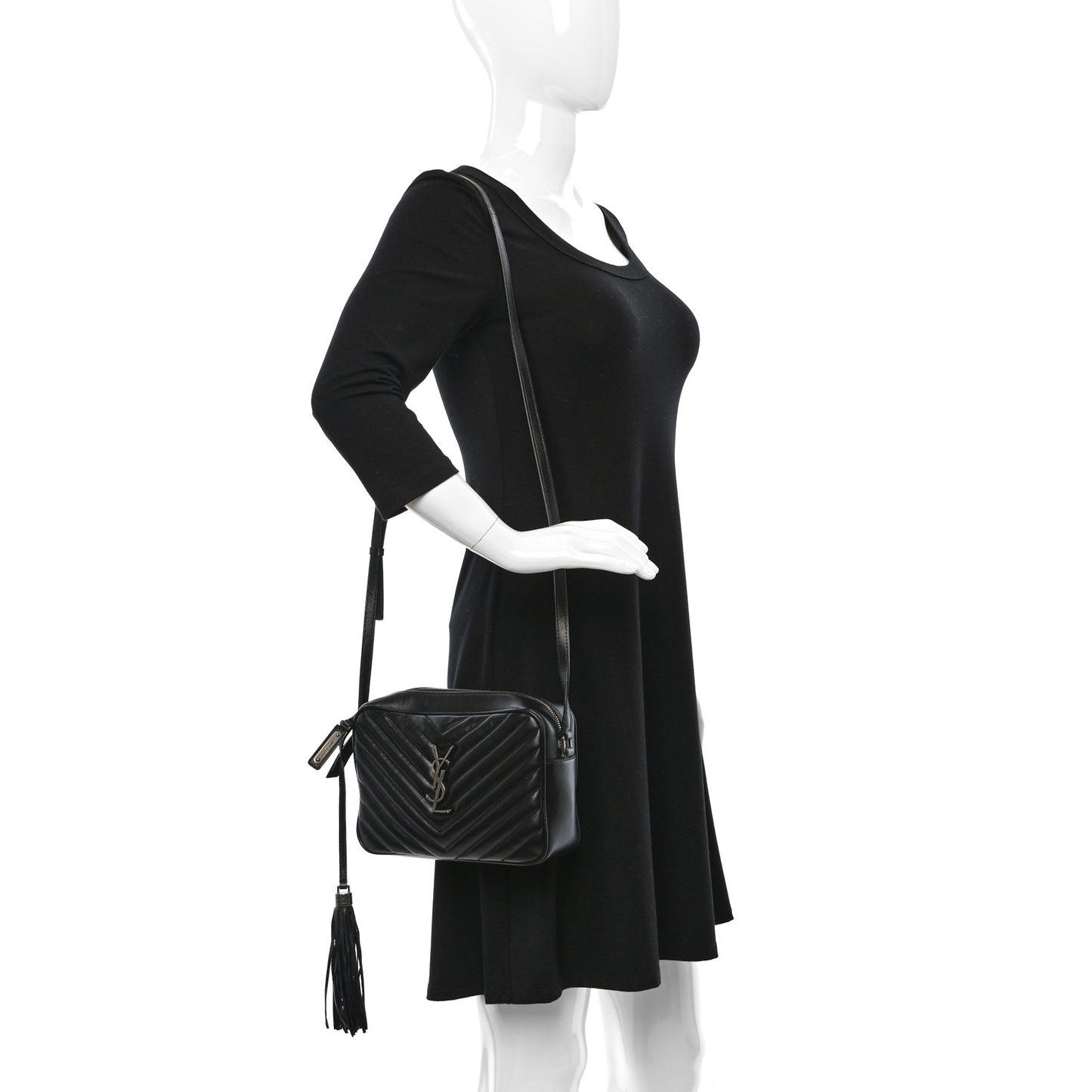 Calfskin Matelasse Monogram Lou Camera Bag Black