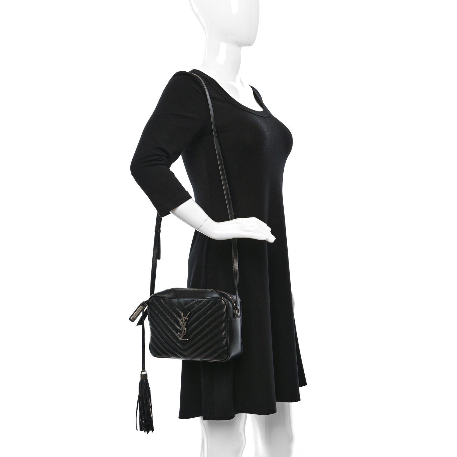 Saint Laurent Calfskin Matelasse Monogram Lou Camera Bag Black 2 of 10