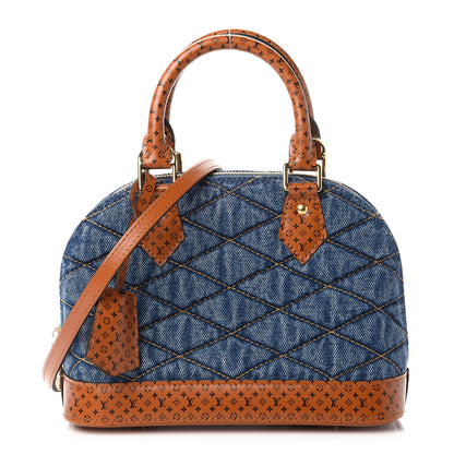 Louis Vuitton Denim Calfskin Reverse Monogram Malletage Alma BB Blue 1 of 10