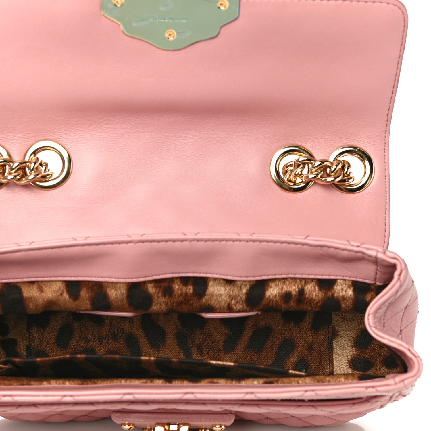 Dolce & Gabbana Lambskin Watersnake Embellished Lucia Shoulder Bag Rosa 4 of 15