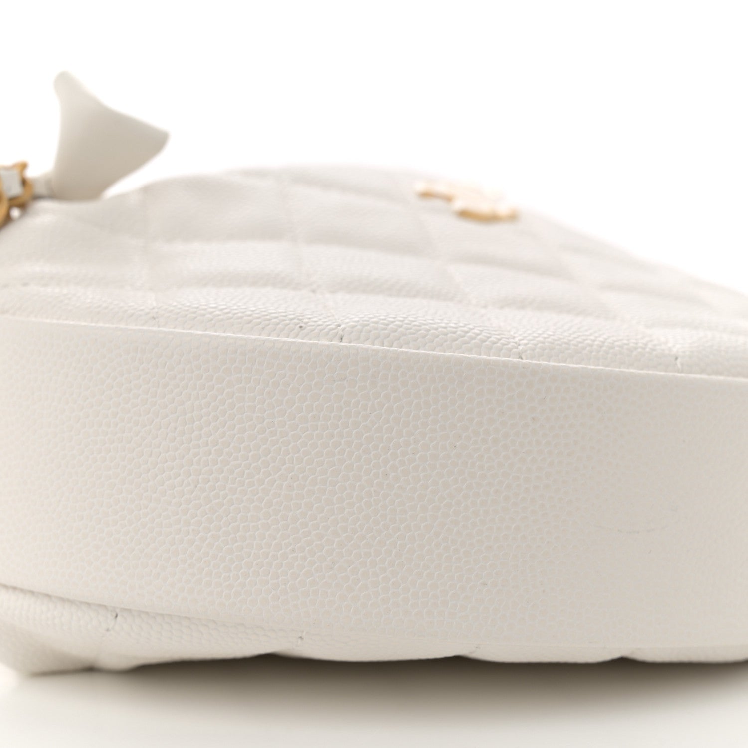 Chanel Shiny Caviar Quilted Bow Pouch Hobo White 9 of 11