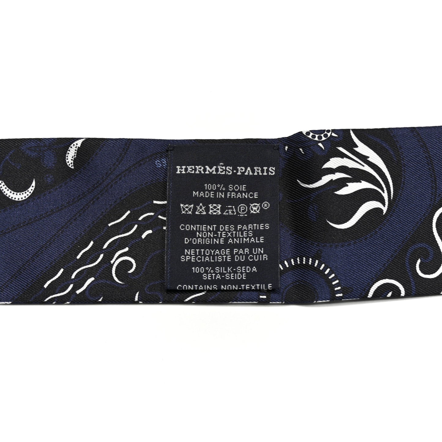 Silk Festival Des Amazones Bandana Fringed Twilly Bleu Black