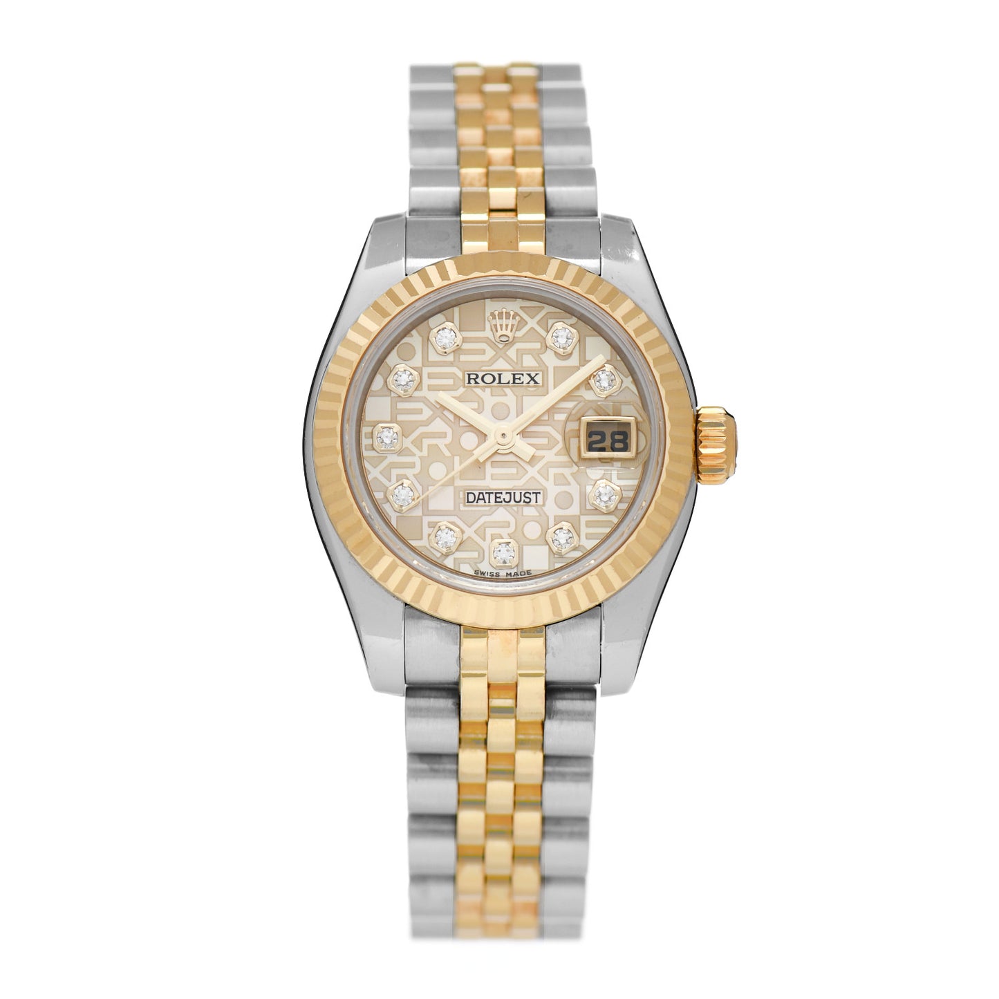 Stainless Steel 18K Yellow Gold Diamond 26mm Oyster Perpetual Datejust Watch Champagne Jubilee 179173