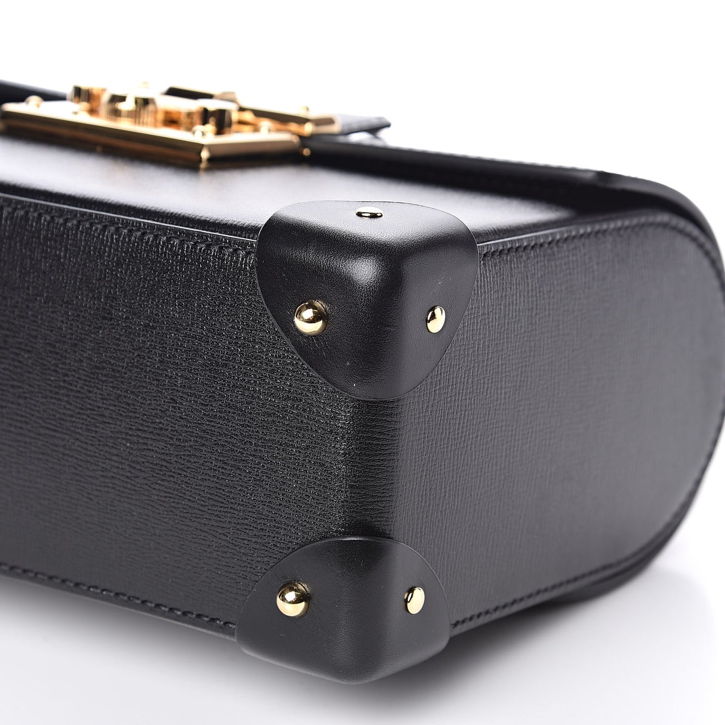 Calfskin Small Padlock Bamboo Shoulder Bag Black