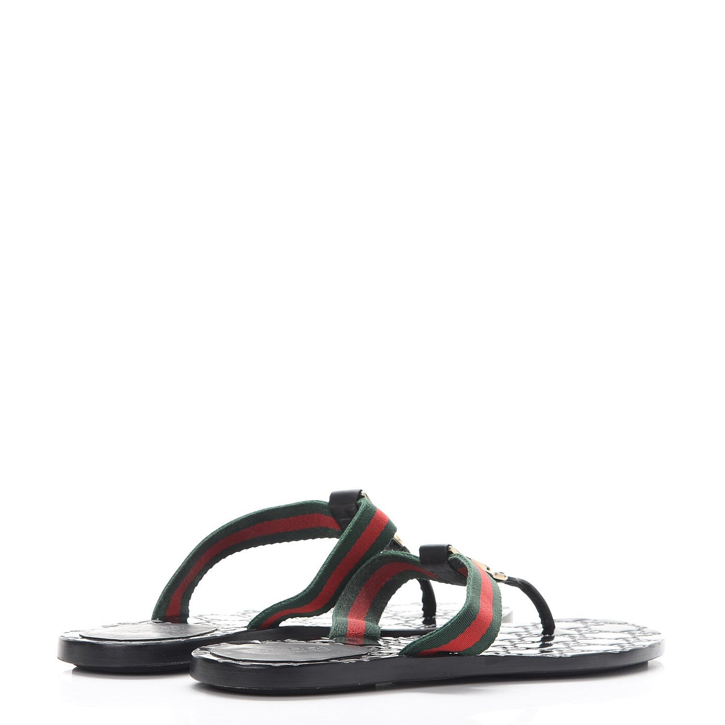 Nylon Guccissima Web Womens Thong Sandals 37 Green Red Black