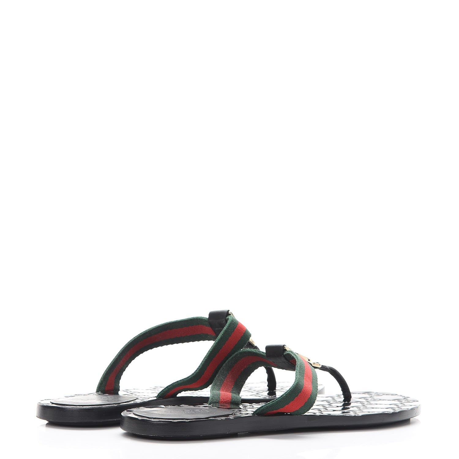 Gucci Nylon Guccissima Web Womens Thong Sandals 37 Green Red Black 4 of 17