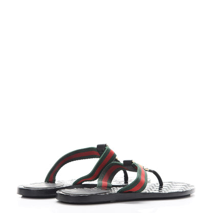 Gucci Nylon Guccissima Web Womens Thong Sandals 37 Green Red Black 4 of 17