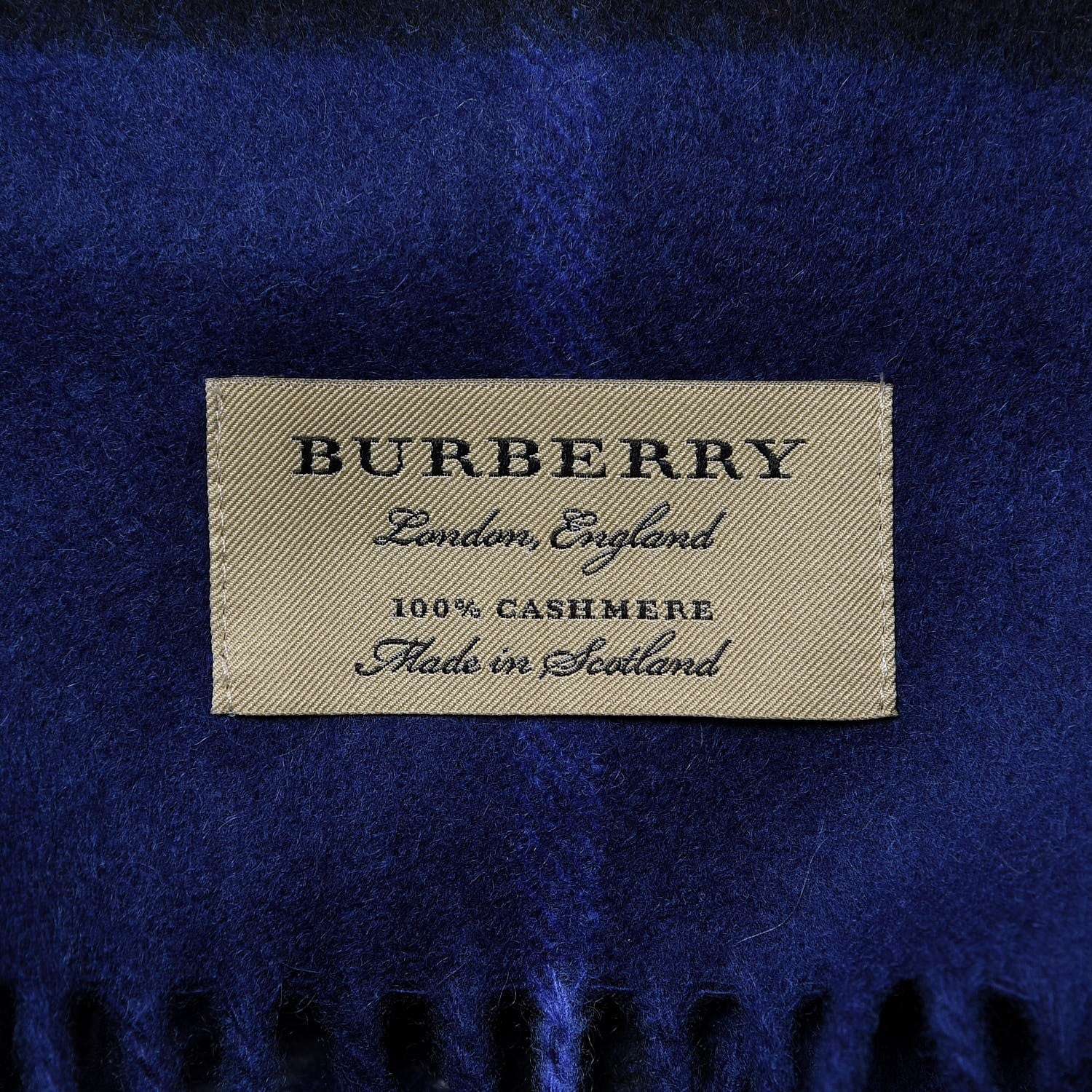 Burberry Cashmere Giant Check Fringe Scarf Bright Sapphire 5 of 5