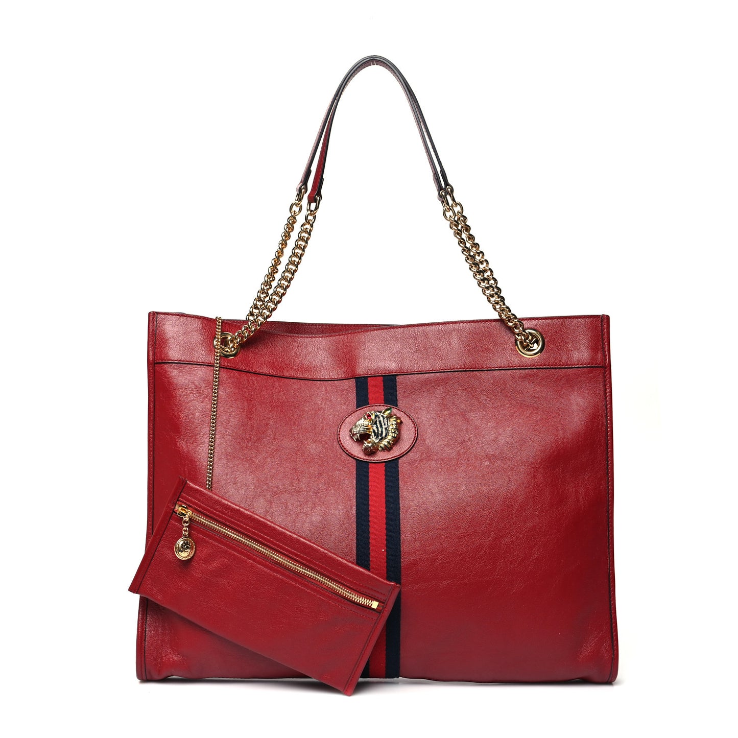 Calfskin Large Rajah Chain Tote Romantic Cherry
