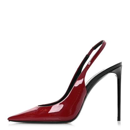 Saint Laurent Patent Calfskin Zoe 105 Slingback Pump 39 Opyum Red 1 of 12