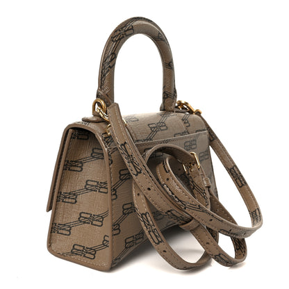 Balenciaga Coated Canvas BB Monogram Hourglass Top Handle Bag XS Beige Brown 3 of 10