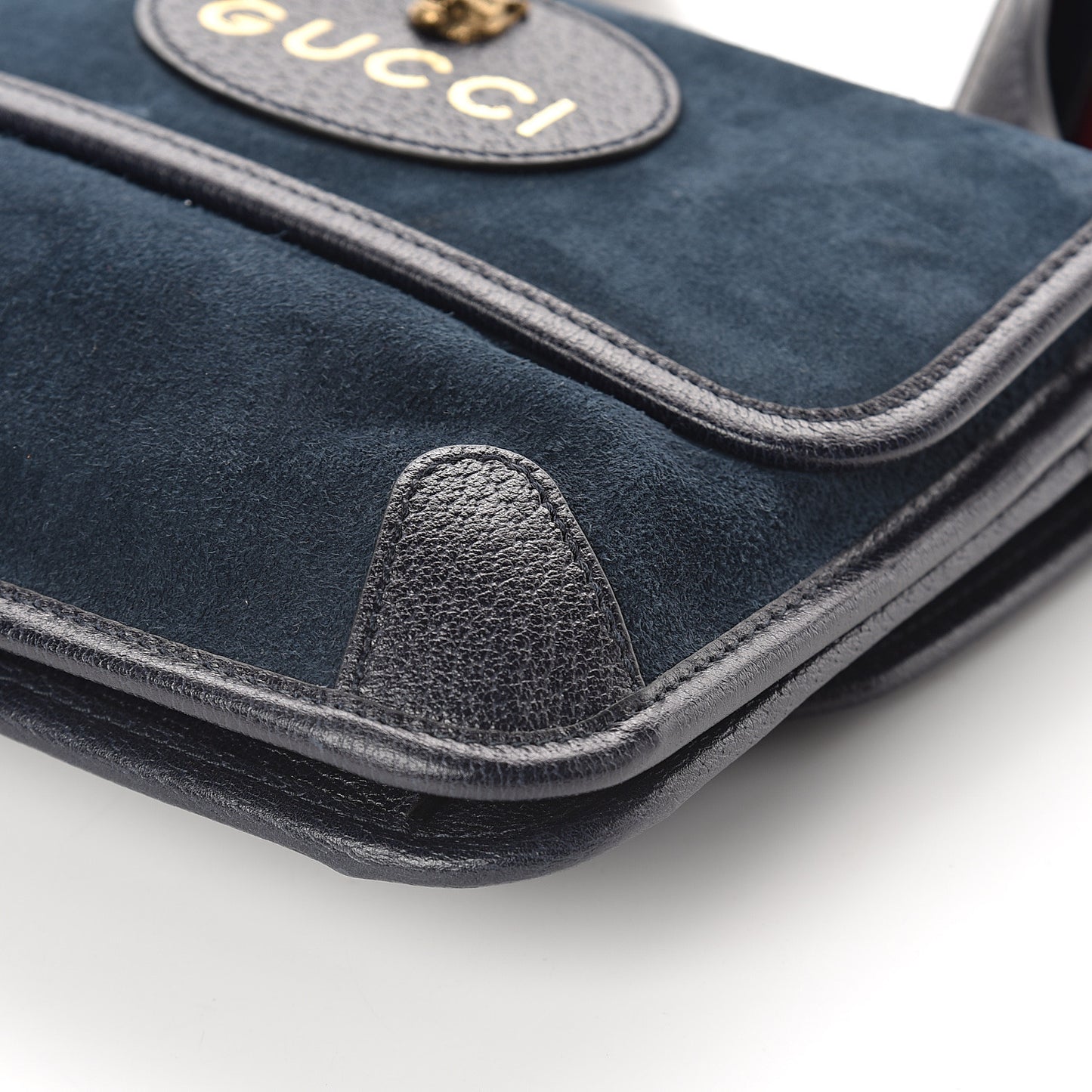 Suede Web Small Neo Vintage Double Flap Messenger Bag Blue