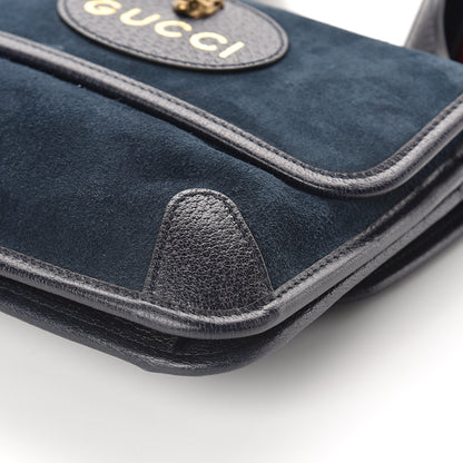 Gucci Suede Web Small Neo Vintage Double Flap Messenger Bag Blue 8 of 8