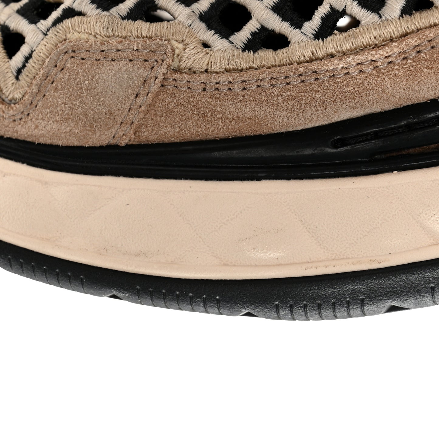 Suede Calfskin Embroidered CC Sneakers 38.5 Beige Black