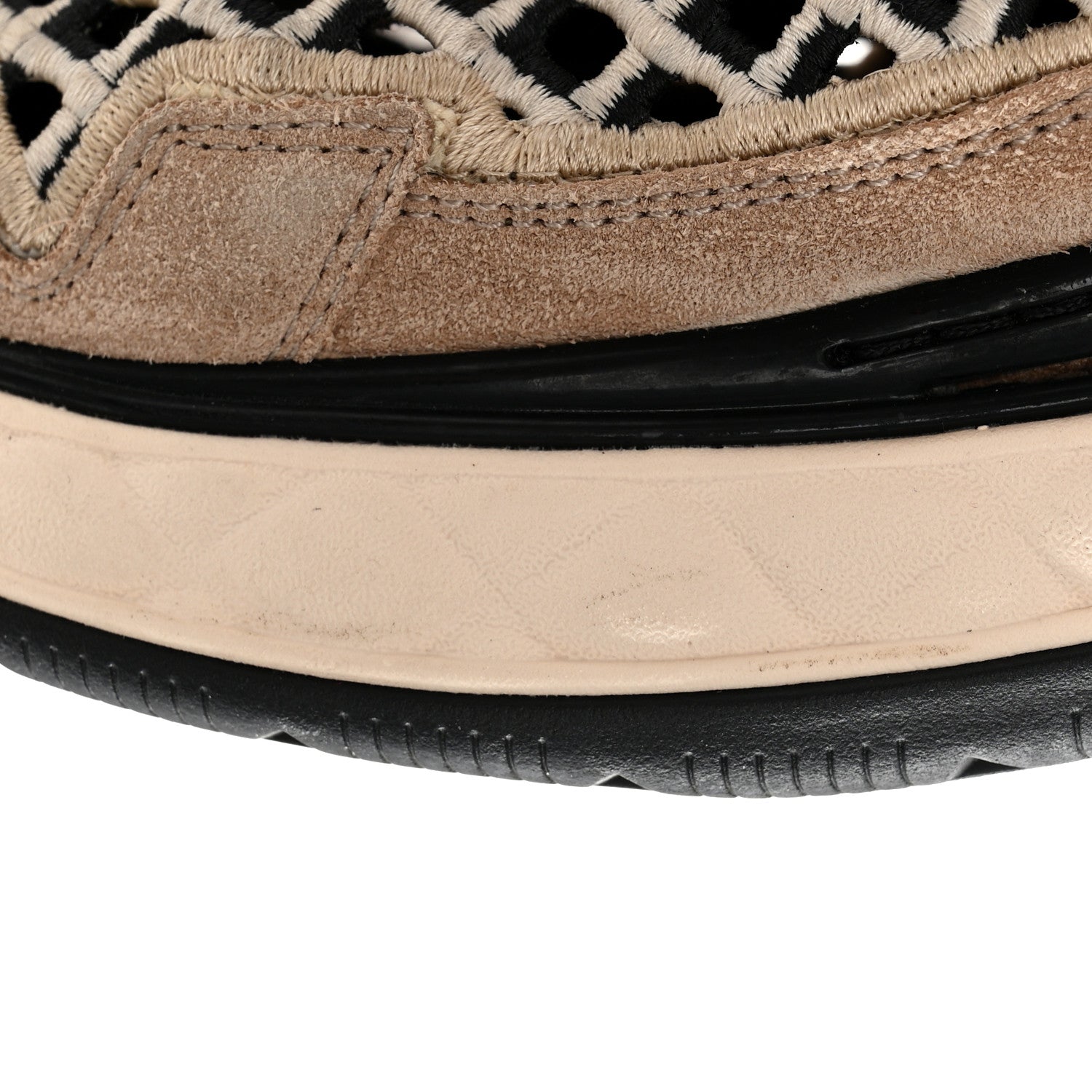 Chanel Suede Calfskin Embroidered CC Sneakers 38.5 Beige Black 10 of 11