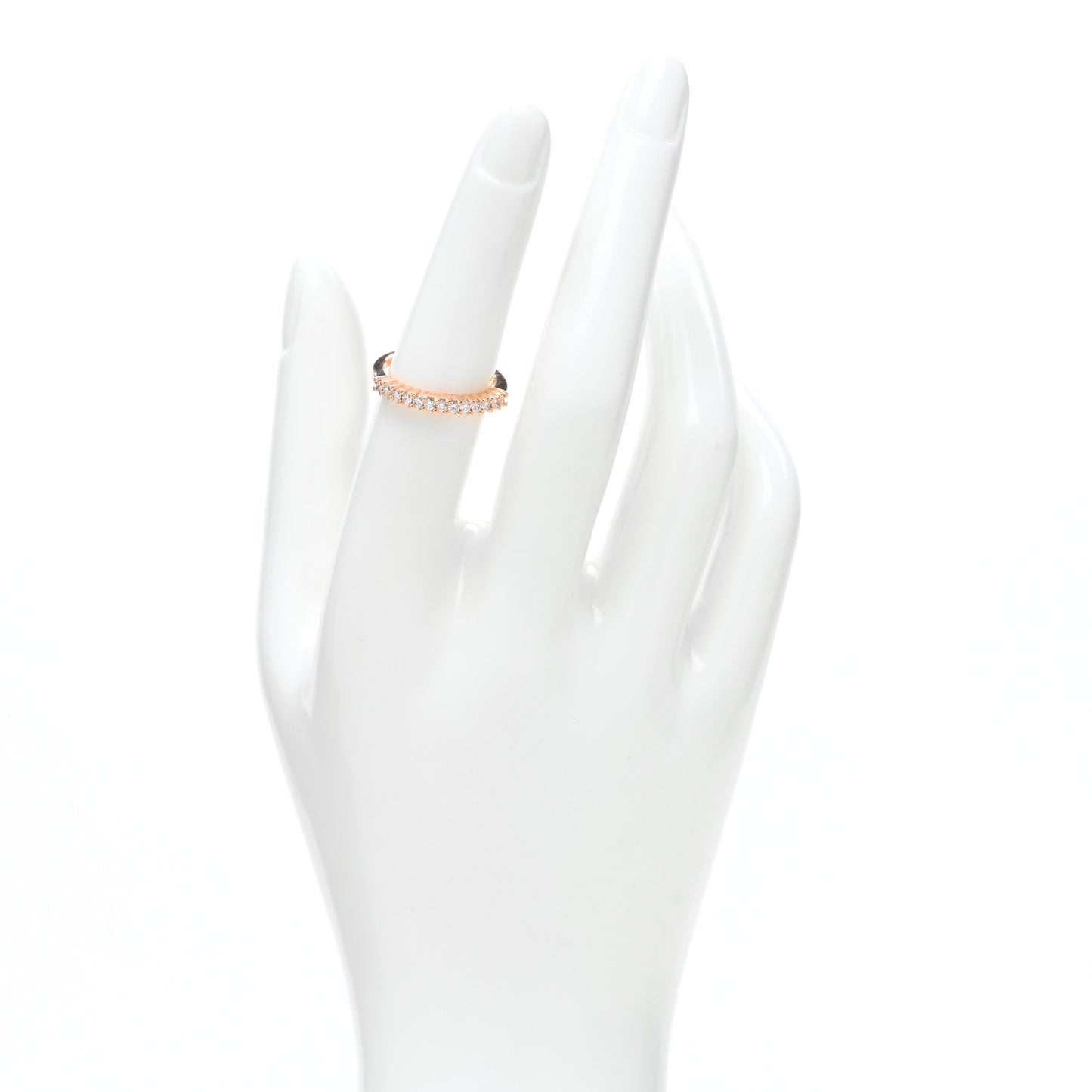 18K Rose Gold Diamond Half Circle Band Ring 52 6