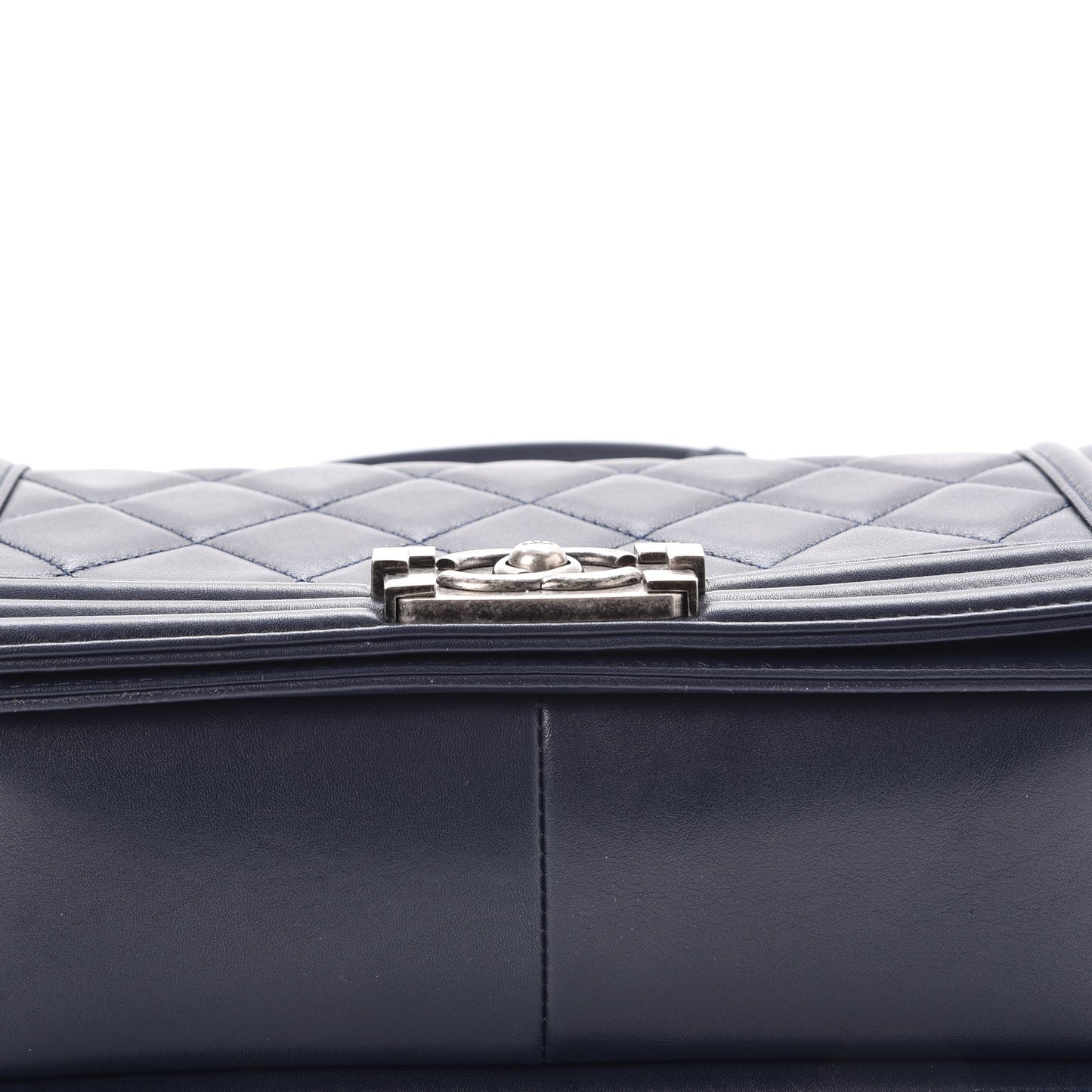 Calfskin Quilted Medium Boy Flap Navy Blue