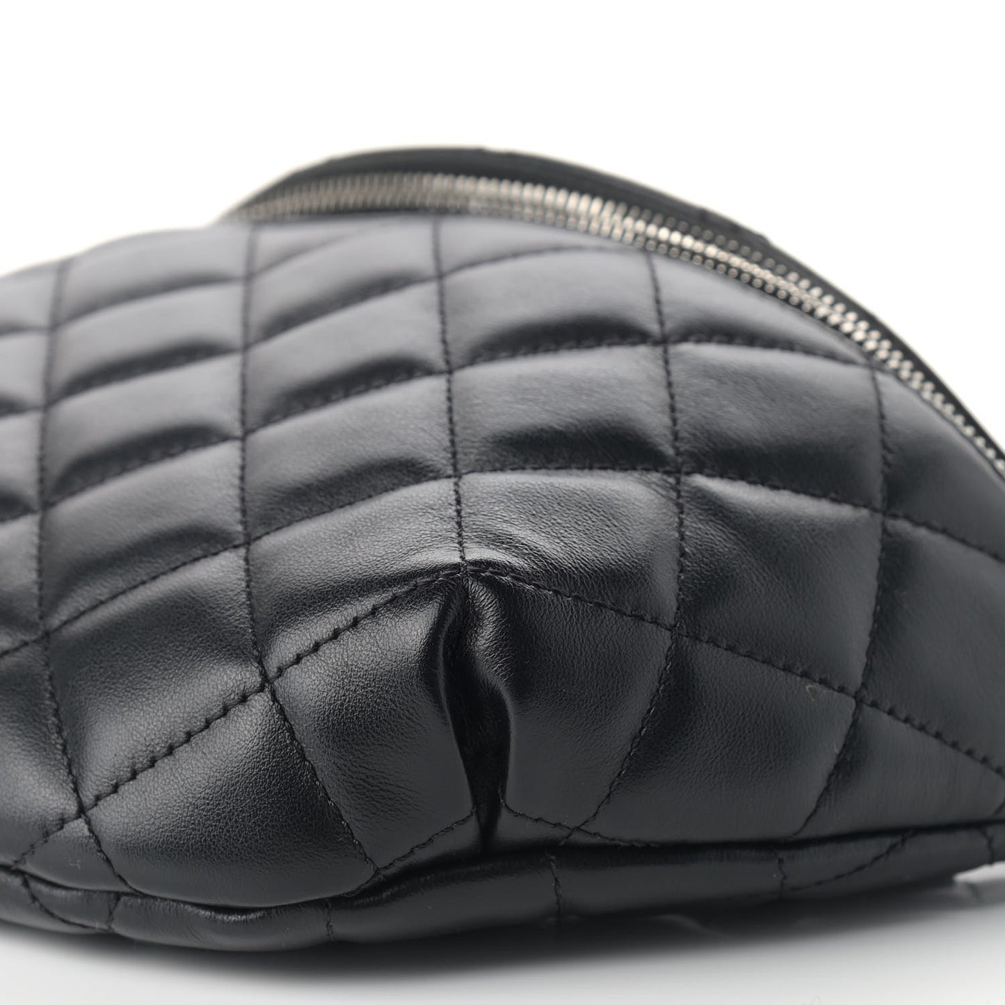 Lambskin Quilted Waist Belt Bag Black
