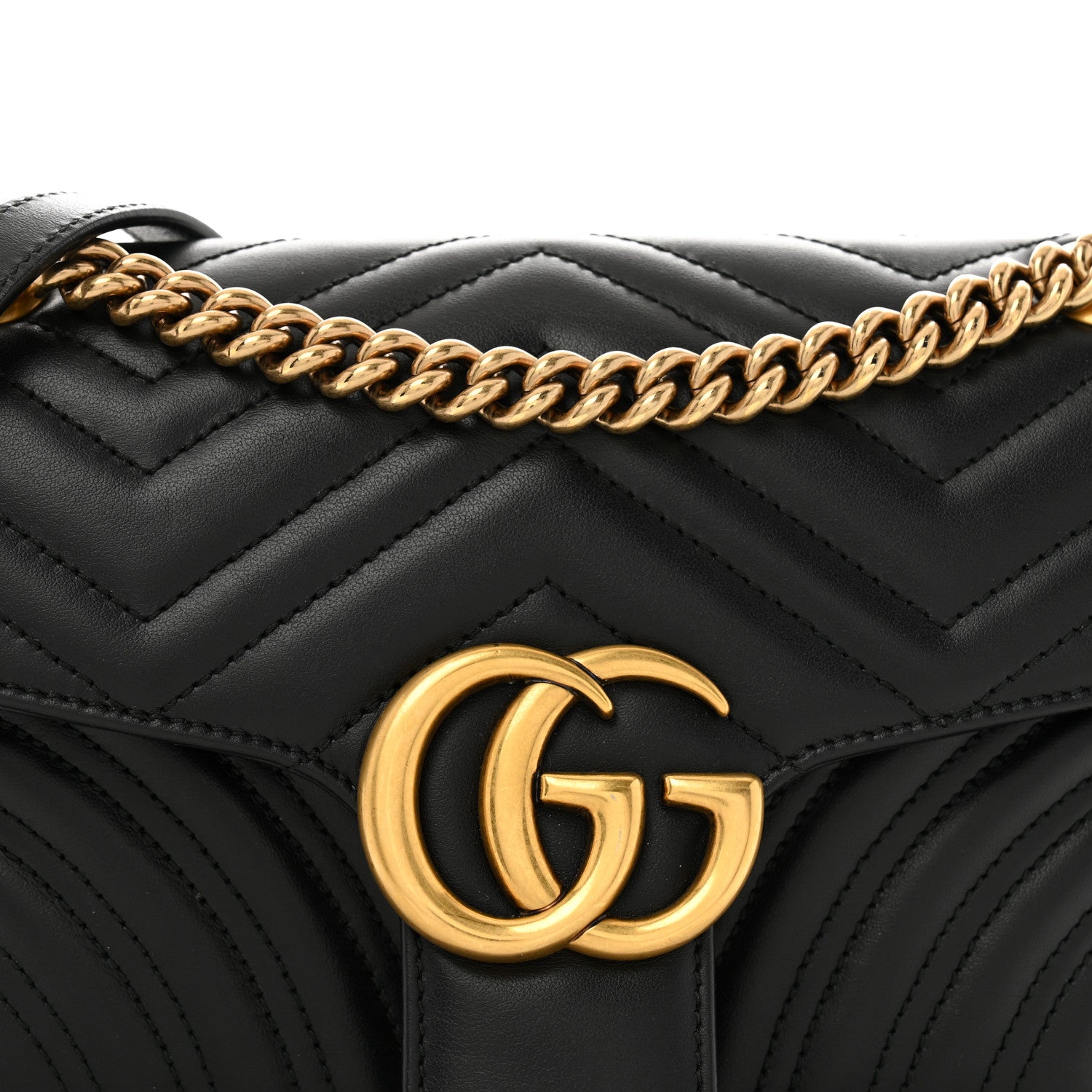 Gucci Calfskin Matelasse Small GG Marmont Shoulder Bag Black 8 of 12