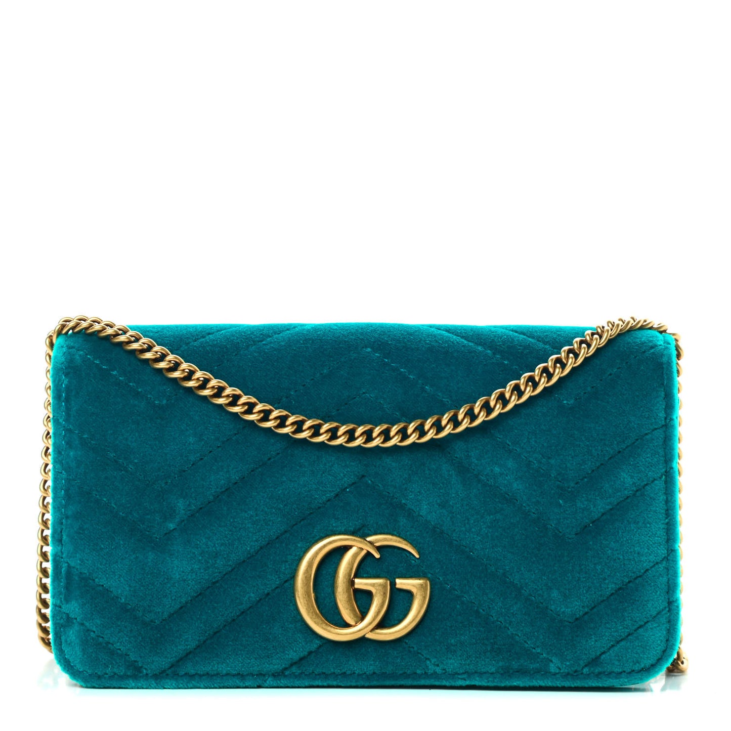 Velvet Matelasse GG Marmont Mini Bag Pavone Cyan