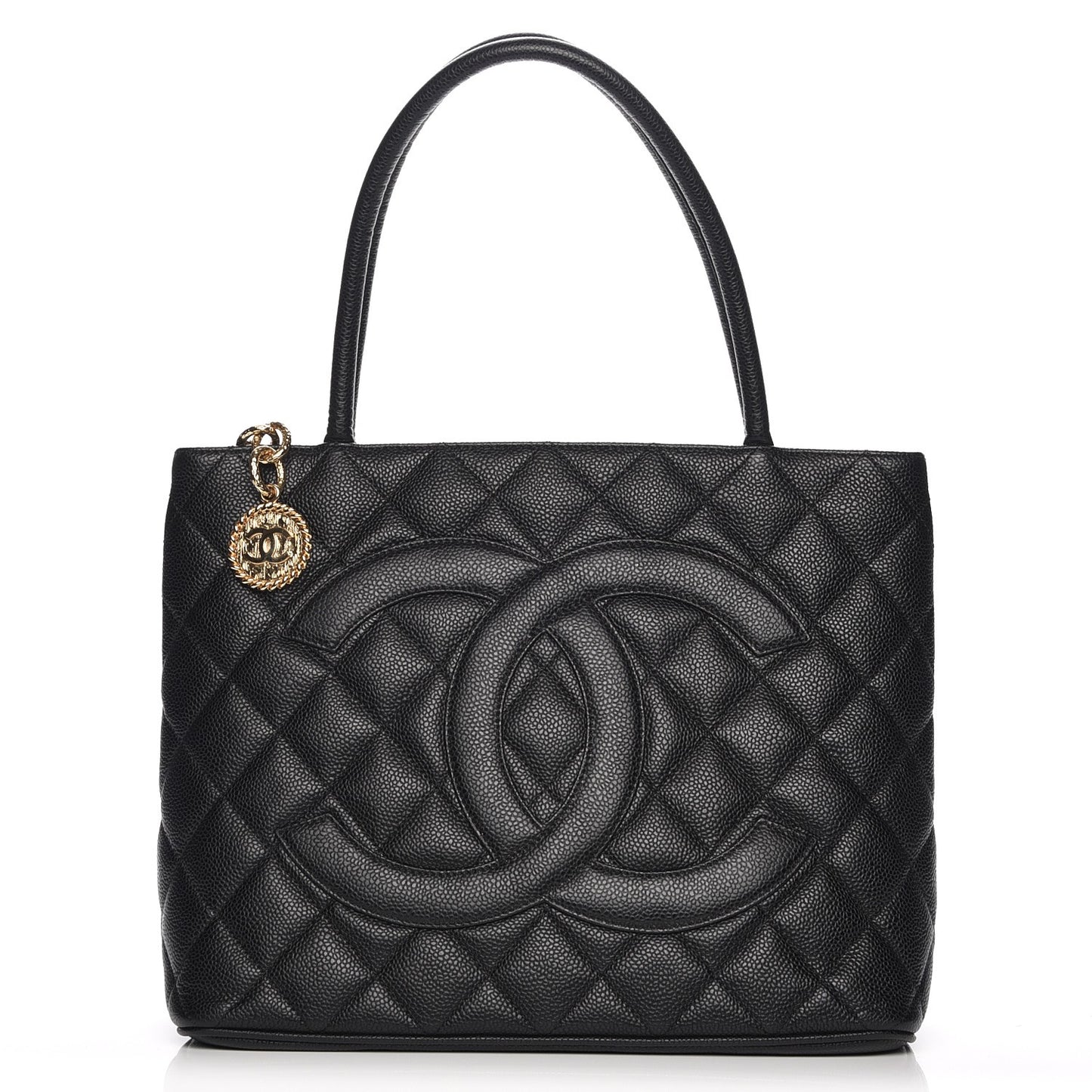 Caviar Quilted Medallion Tote Black