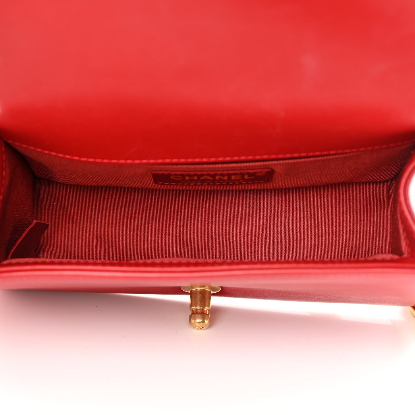 Lambskin Quilted Small Boy Flap Red