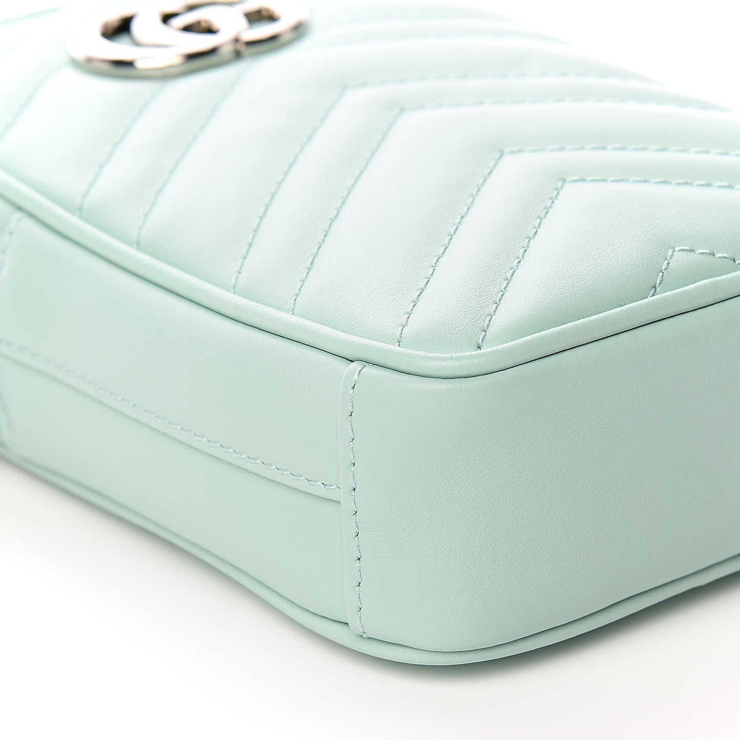 Calfskin Matelasse Mini GG Marmont Crossbody Bag Water Green