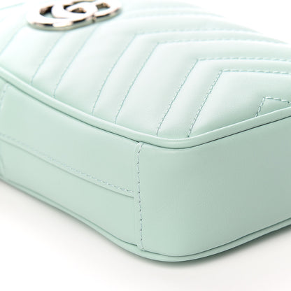 Gucci Calfskin Matelasse Mini GG Marmont Crossbody Bag Water Green 8 of 11