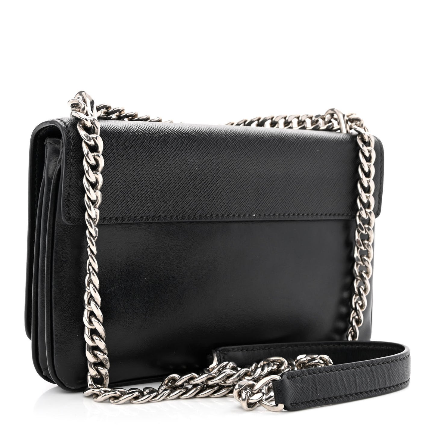 Saffiano Chain Shoulder Bag Black