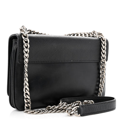Prada Saffiano Chain Shoulder Bag Black 2 of 12