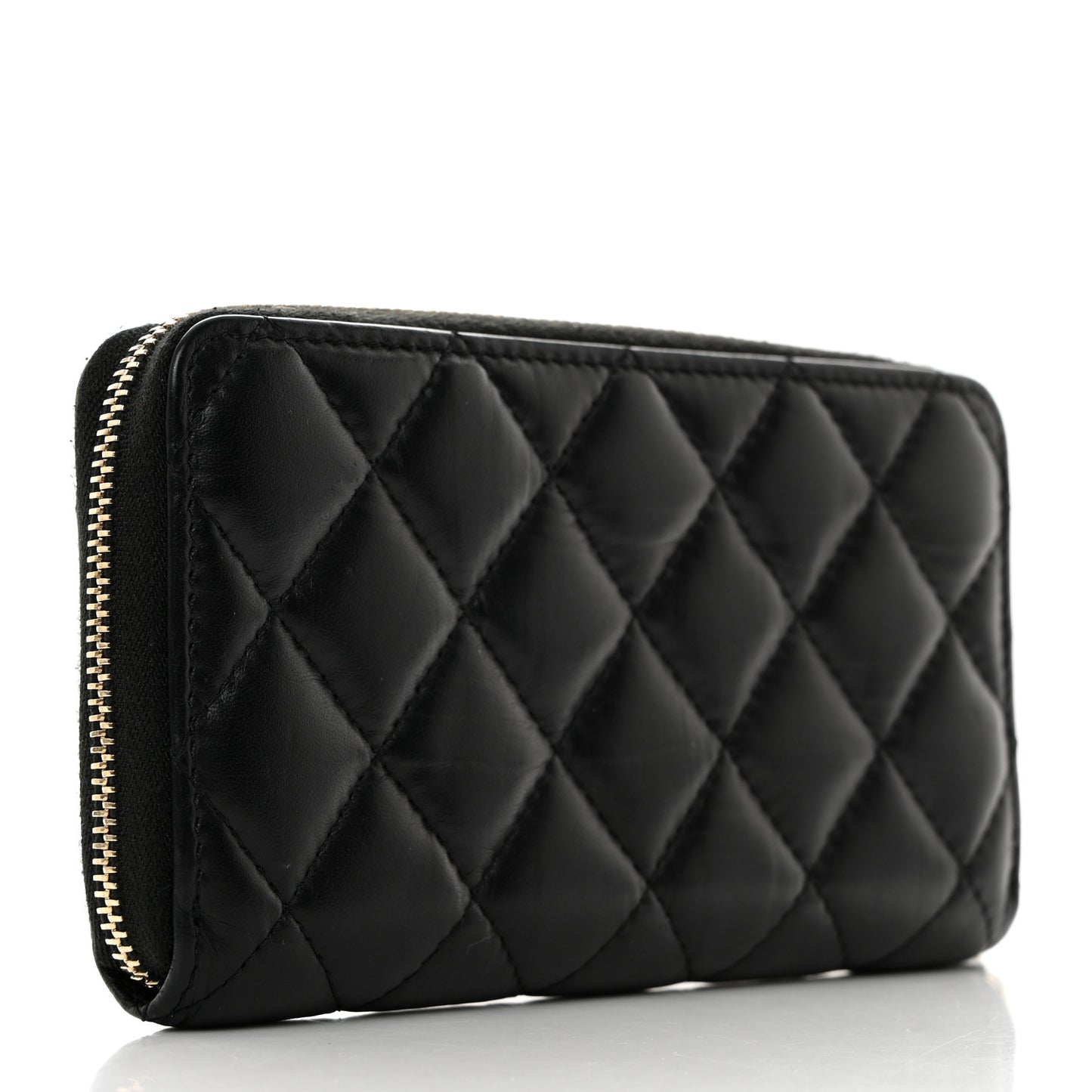 Aged Calfskin Quilted Small Lucky Charms 2.55 Reissue Zip Around Wallet Black