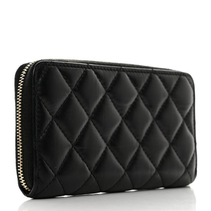 Chanel Aged Calfskin Quilted Small Lucky Charms 2.55 Reissue Zip Around Wallet Black 3 of 9