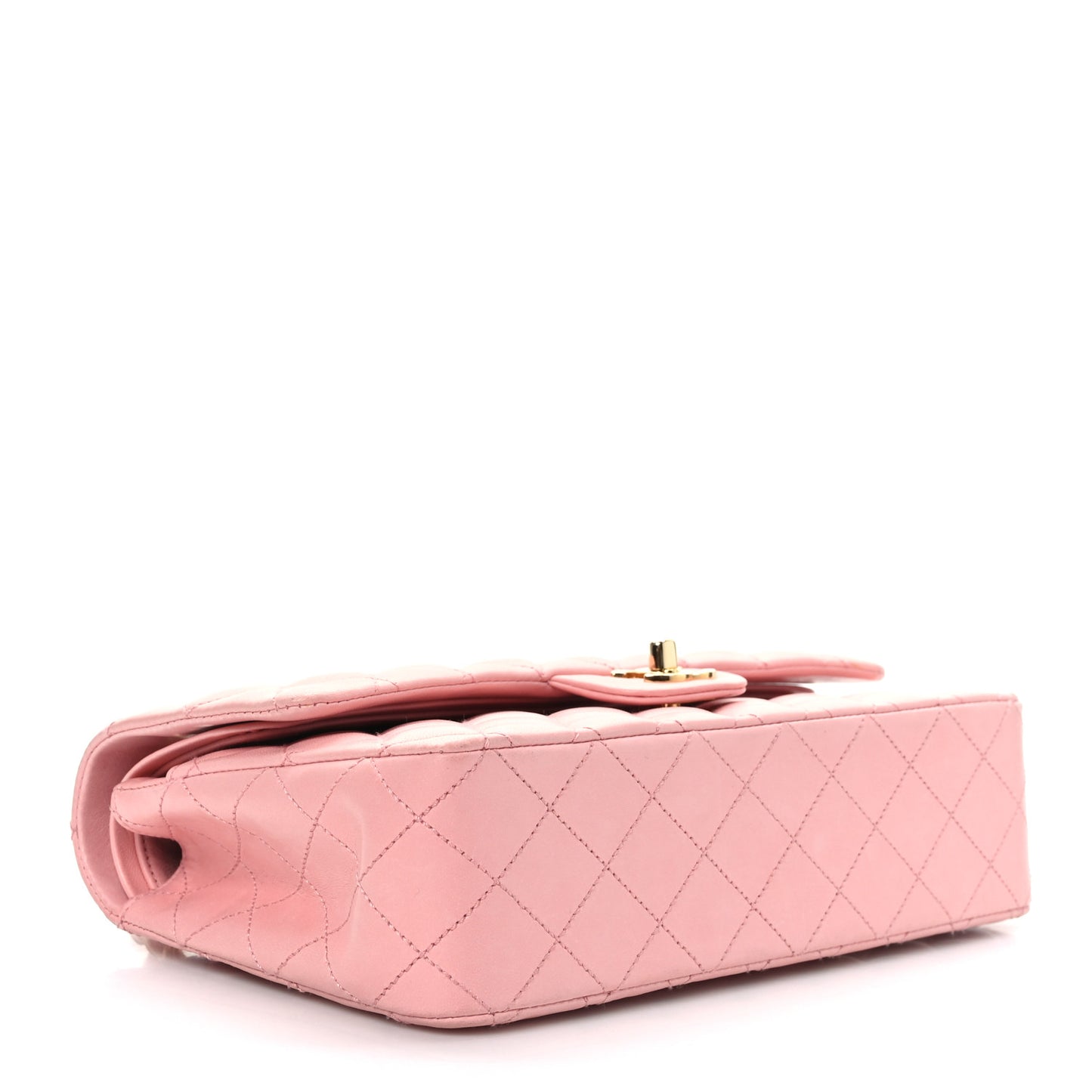 Lambskin Quilted Medium Double Flap Pink