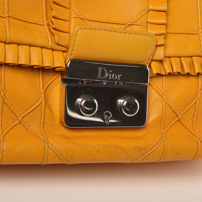 Christian Dior Lambskin Cannage Ruffle New Lock Flap Yellow 10 of 35