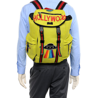 Gucci Mesh Web Hollywood Embroidered Double Buckle Backpack Anis Multicolor Black 2 of 13
