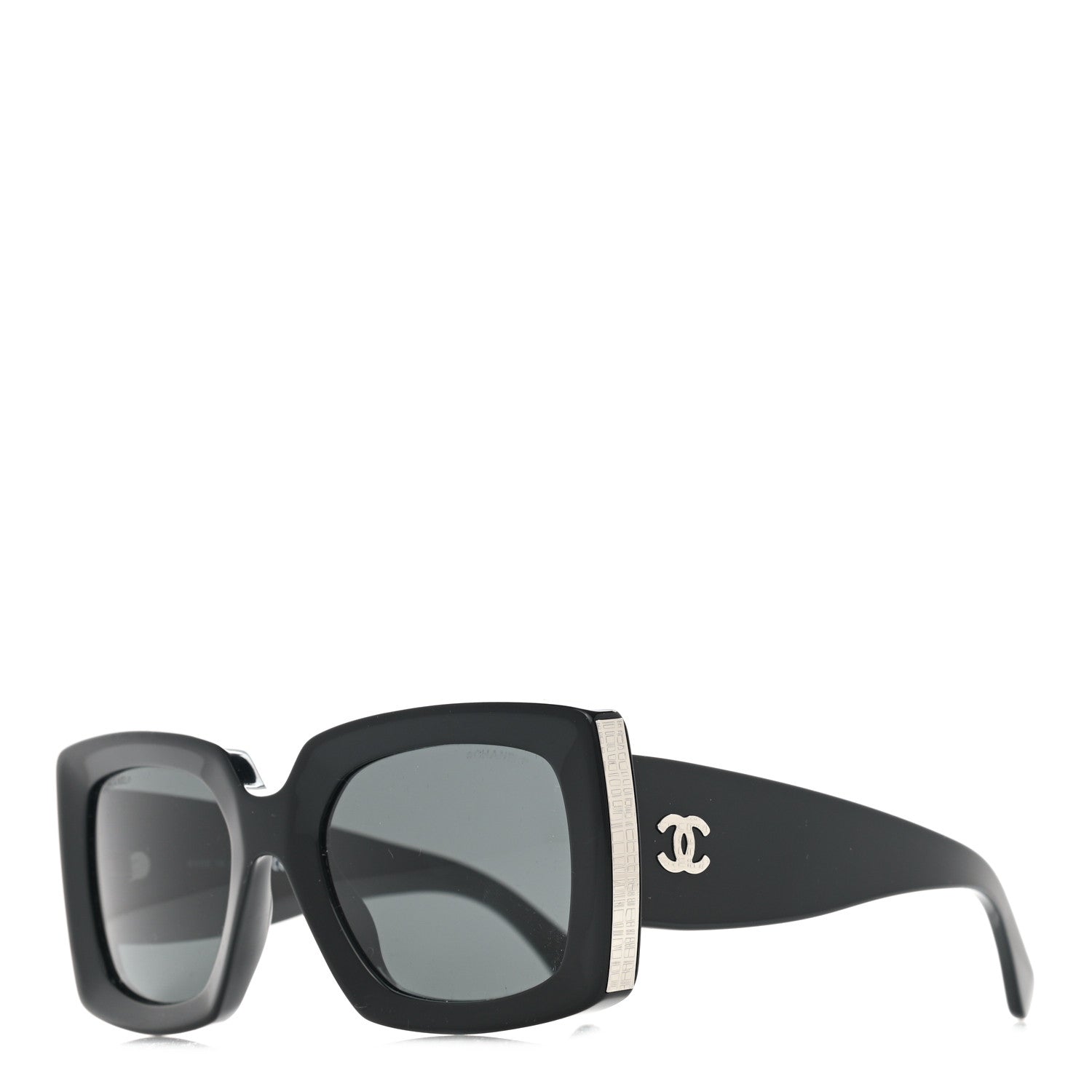 Chanel Acetate Rectangle Sunglasses 5435 Black Grey 1 of 8
