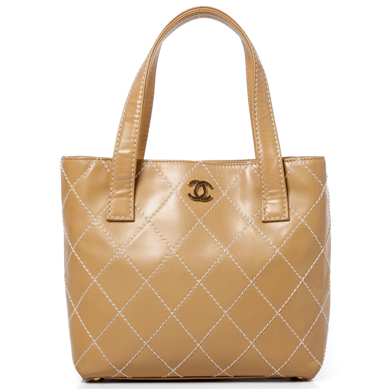 Chanel Leathter Contrast Stitch Small Surpique Tote 1 of 10