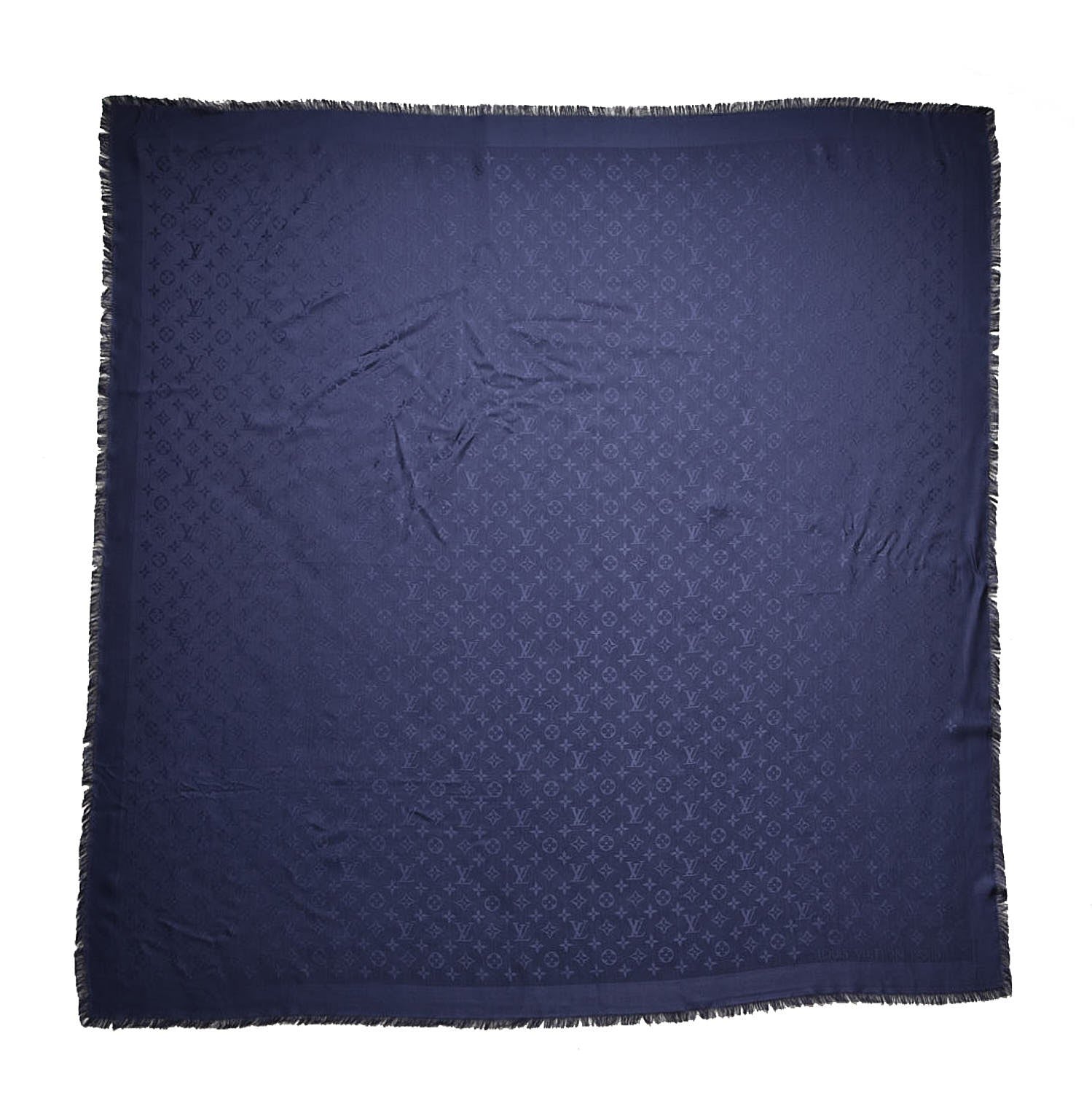 Louis Vuitton Wool Silk Monogram Shawl Blue Nuit 1 of 4