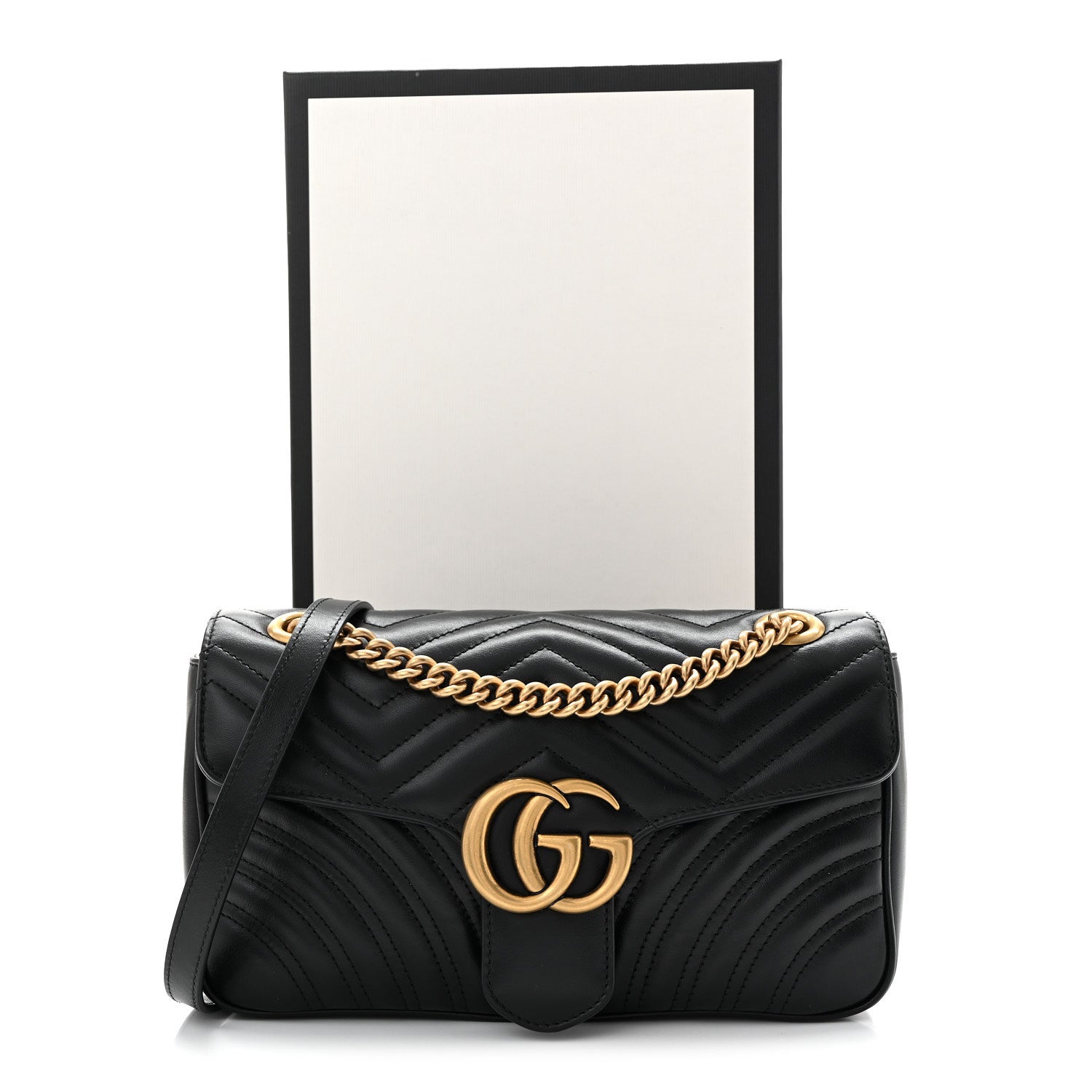 Gucci Calfskin Matelasse Small GG Marmont Shoulder Bag Black 11 of 11