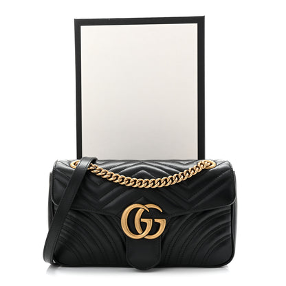 Gucci Calfskin Matelasse Small GG Marmont Shoulder Bag Black 11 of 11