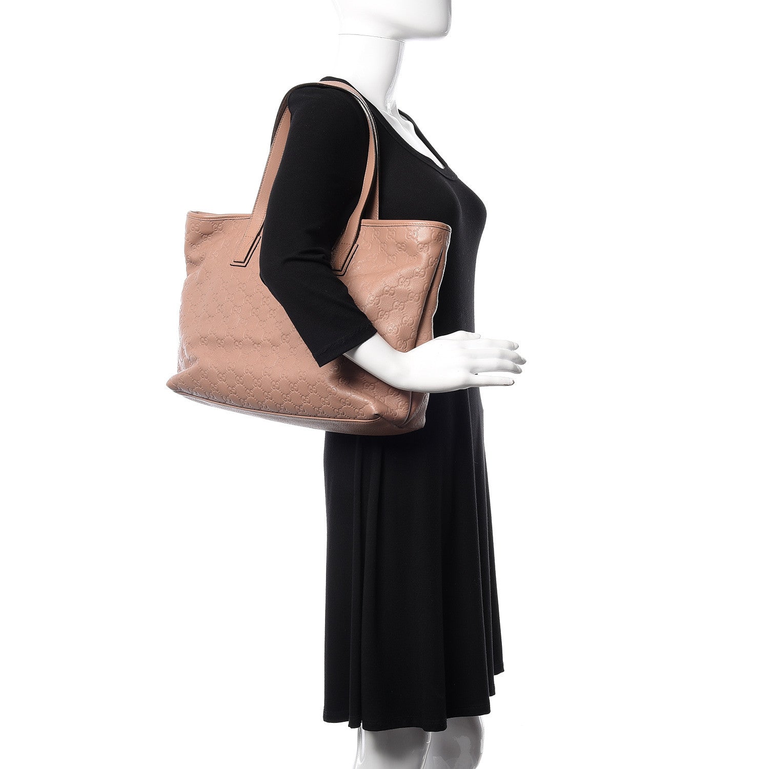 Gucci Guccissima Medium Zippered Shopping Tote Rose Beige 2 of 12