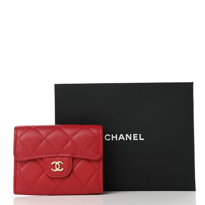 Chanel Caviar Quilted Flap Card Holder Wallet Red 10 of 10