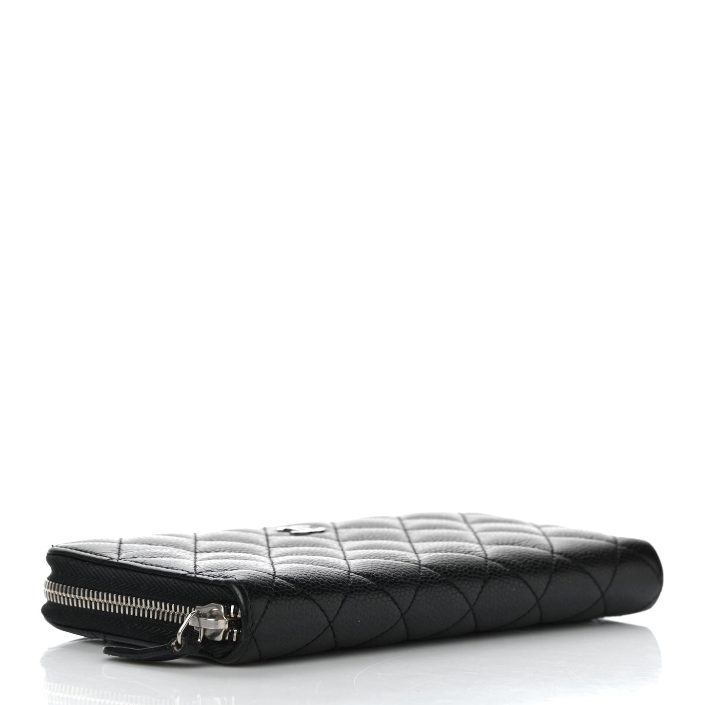 Caviar Quilted Large Gusset Zip Around Wallet Black