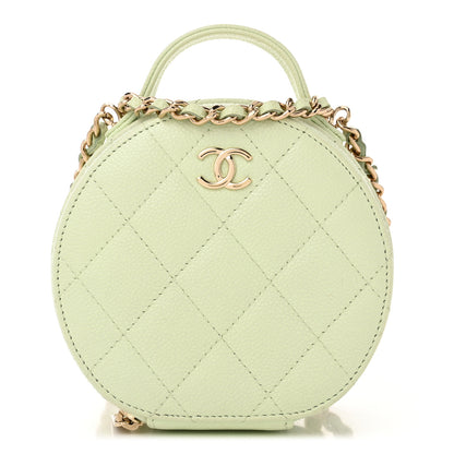 Chanel Caviar Quilted Round Handle With Care Vanity With Chain Light Green 1 of 12