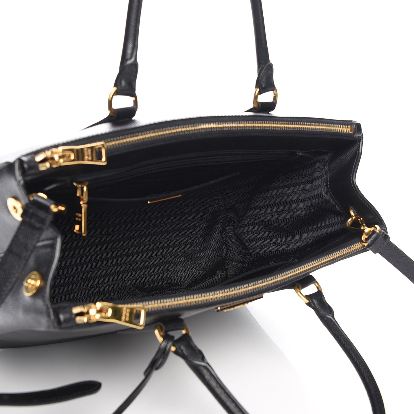 Saffiano Medium Galleria Double Zip Tote Black