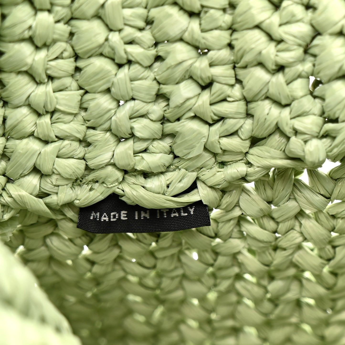 Yarn Raffia Effect Crochet Small Logo Tote Acqua
