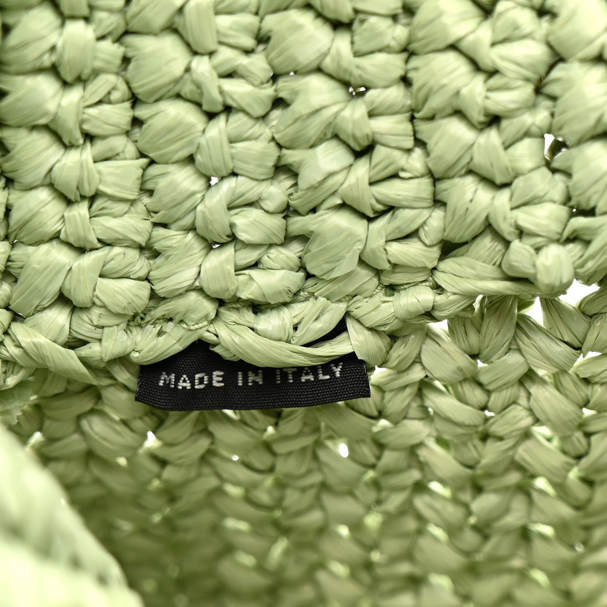 Yarn Raffia Effect Crochet Small Logo Tote Acqua