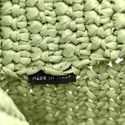 Prada Yarn Raffia Effect Crochet Small Logo Tote Acqua 7 of 11